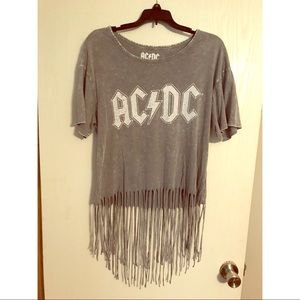 Ac/dc shirt with fringe.
